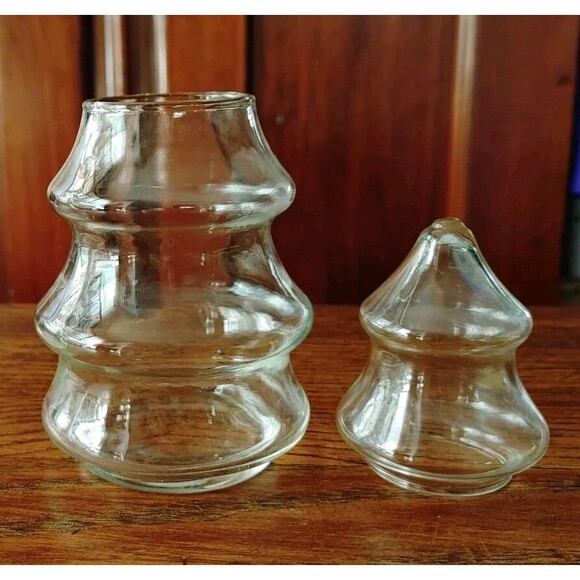 Vintage Glass Christmas Tree 2 Piece For Candy Ornaments etc - Picture 2 of 3